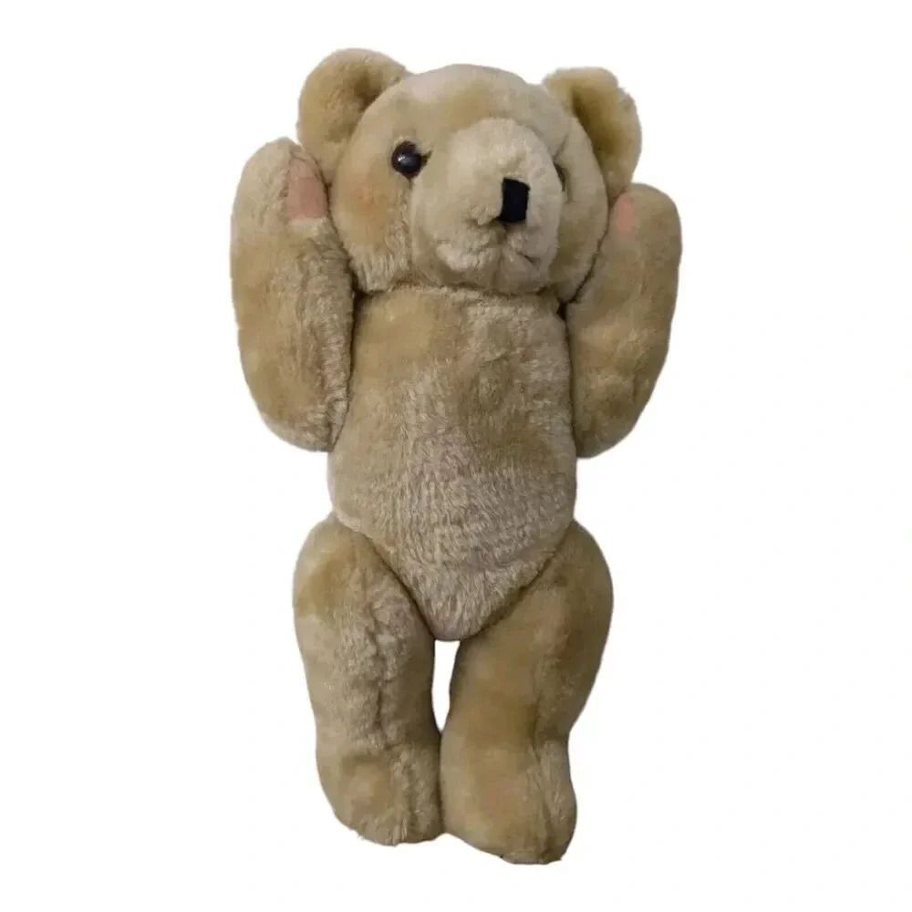 Vintage Stuffed Tan Teddy Bear Movable Arms/Legs 12" Adorable - Picture 3 of 9